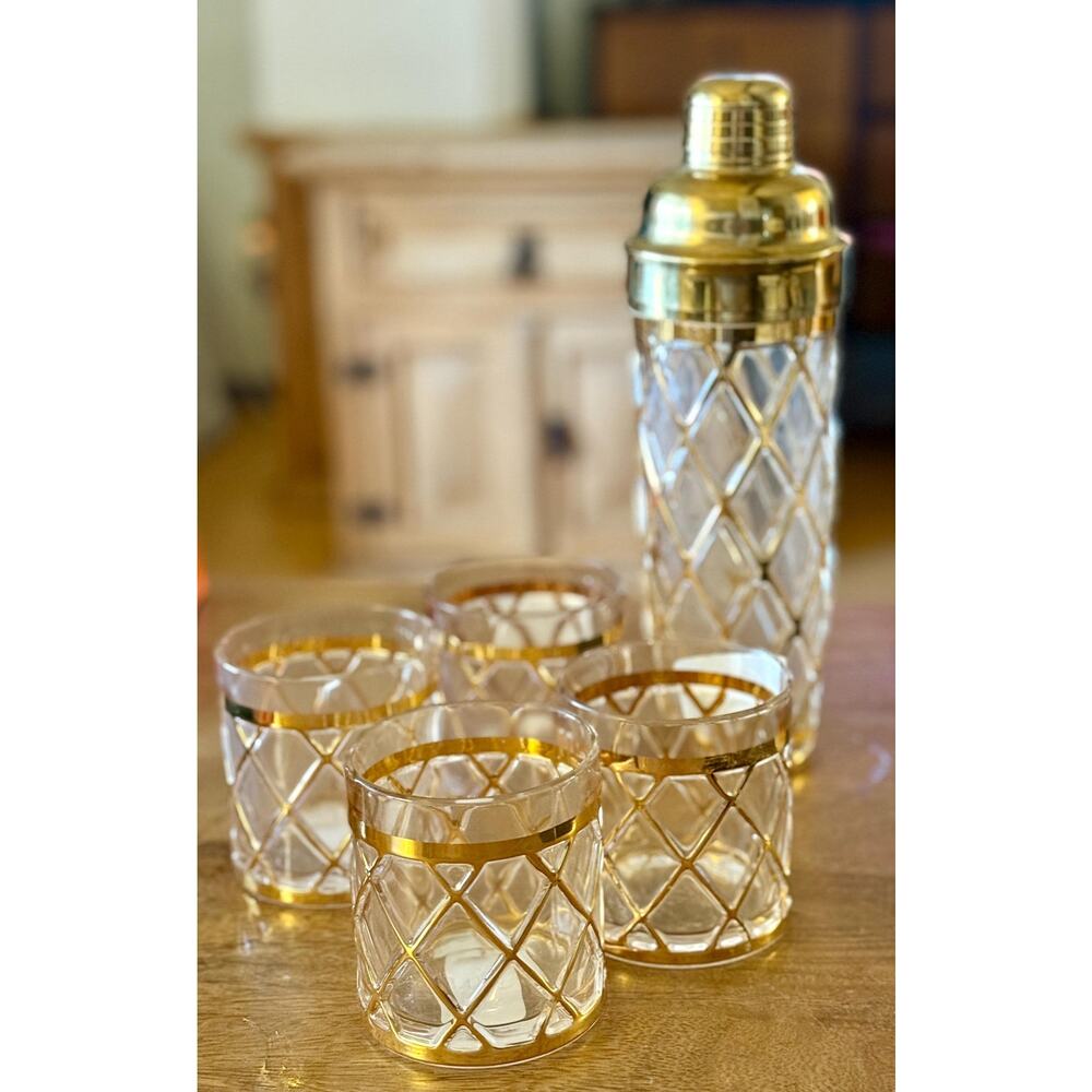 Joseph Altuzarra 18K Gold Lattice Barware Set – Luxury Cocktail Glasses